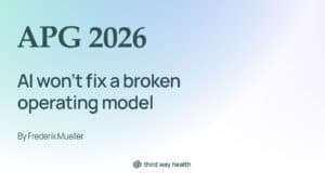 APG 2026 conference cover with AI and healthcare theme.