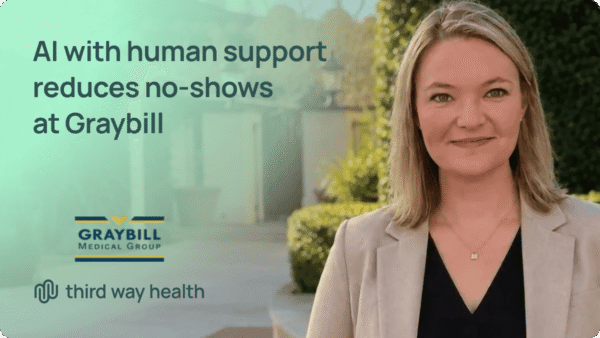 Professional woman outdoors promoting AI with human support reducing no-shows at Graybill.